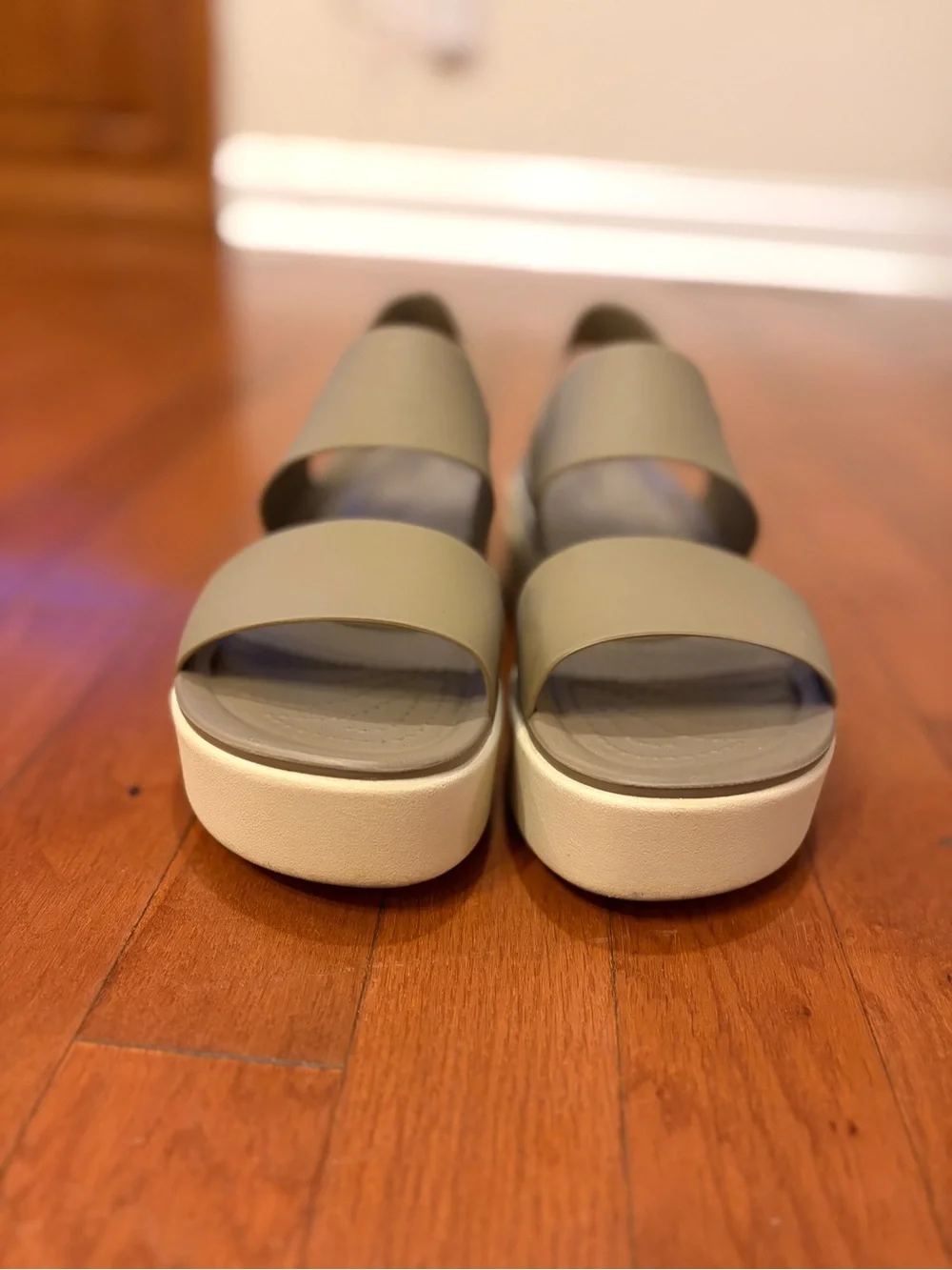 CROCS | Brooklyn Low Wedge Sandals- Khaki Bone